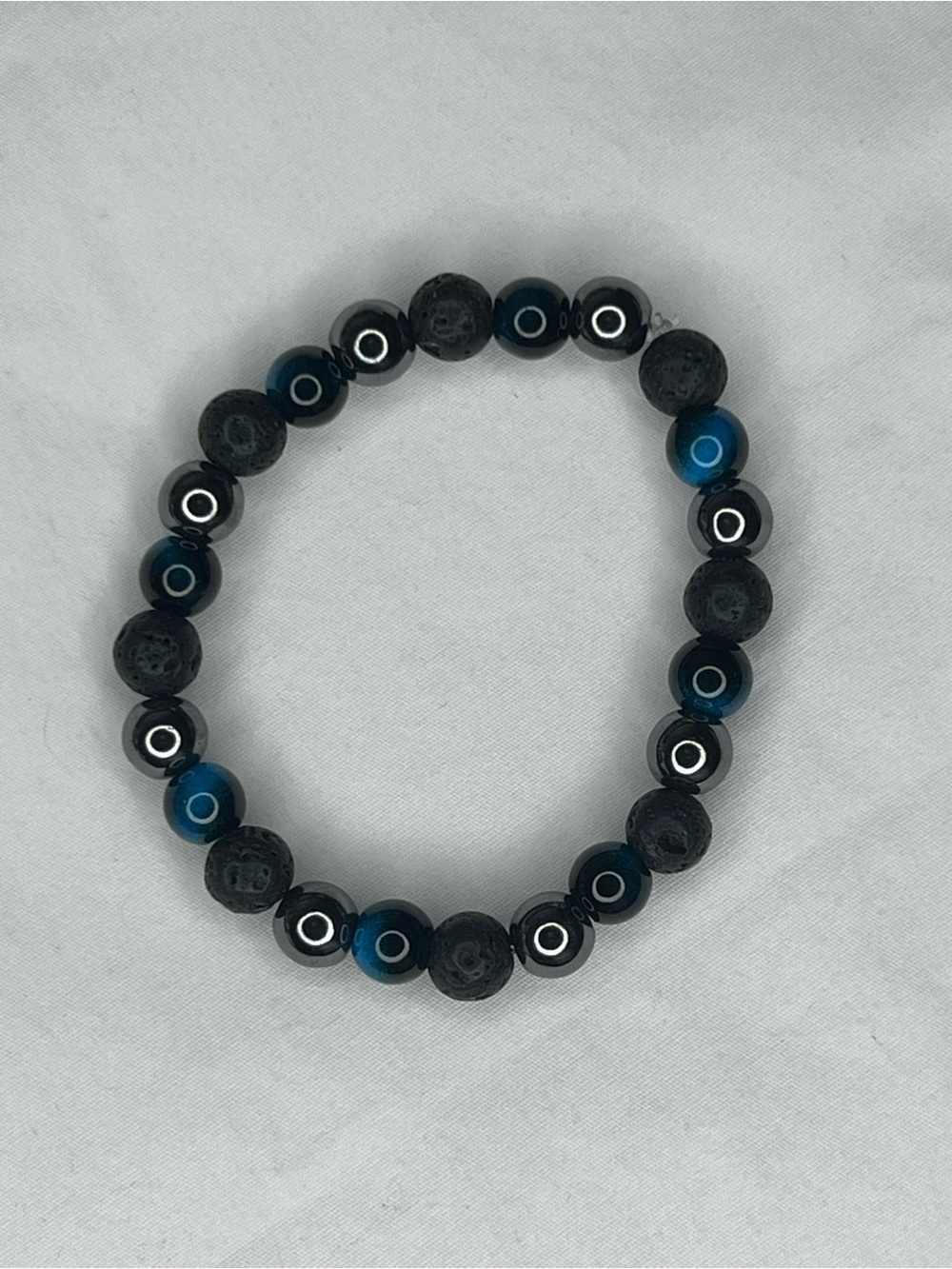 Black and Blue tiger eyes Beaded Stretch Bracelet